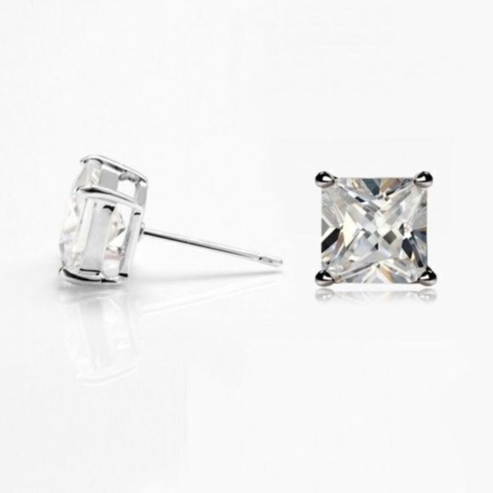 Renaissance Collection CZ Stud Earrings White Gold Over Sterling Silver 1ct